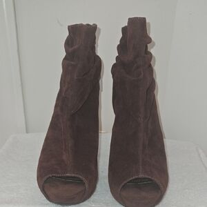 Anne Michelle Dark Brown Suede Ankle Booties